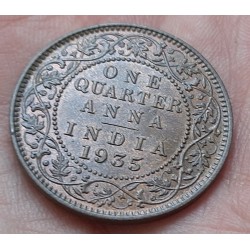 INDIA 1/4 ANNA 1935 Ceca de BOMBAY REY JORGE V KM.512 MONEDA DE BRONCE EBC One Quarter BRITISH INDIA