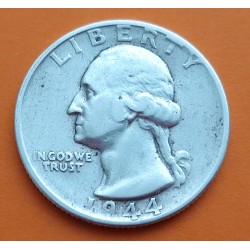 ESTADOS UNIDOS 1/4 DOLAR 1944 S GEORGE WASHINGTON KM.164 MONEDA DE PLATA MBC- USA silver Quarter dollar WWII