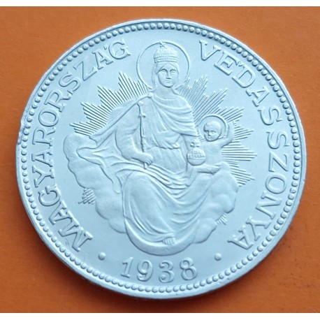 HUNGRIA 2 PENGO 1938 VIRGEN CON NIÑO KM.511 MONEDA DE PLATA SC- Hungary silver coin
