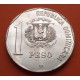 REPUBLICA DOMINICANA 1 PESO 1990 COLON MUESTRA EXCELENTE y ABORIGEN KM.77 MONEDA DE NICKEL SC Imperfecciones