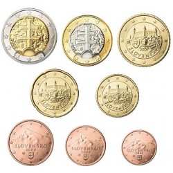ESLOVAQUIA MONEDAS EURO 2012 SC 1+2+5+10+20+50 Centimos + 1 EURO + 2 EUROS 2012 Serie Tira SLOVAKIA