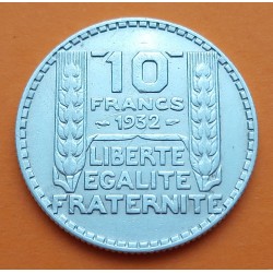 FRANCIA 10 FRANCOS 1932 BUSTO DE DAMA Ceca de TURIN KM.878 MONEDA DE PLATA MBC++ France 10 Francs silver R/1