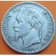 FRANCIA 5 FRANCOS 1867 BB Ceca de ESTRASBURGO Emperador NAPOLEON III KM.799.2 MONEDA DE PLATA MBC Republique Francaise R/2