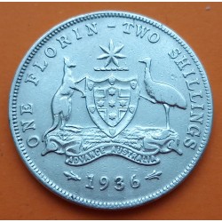 AUSTRALIA 1 FLORIN 1936 REY JORGE V KM.27 MONEDA DE PLATA MBC 2 Shillings 1936 silver coin