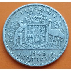 AUSTRALIA 1 FLORIN 1946 REY JORGE VI KM.40 MONEDA DE PLATA POST 2ª GUERRA MUNDIAL MBC WWII silver coin