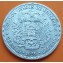 VENEZUELA 5 BOLIVARES 1929 LIBERTADOR SIMON BOLIVAR KM.24.2 MONEDA DE PLATA MBC- silver coin