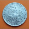 PERU 1/2 SOL 1928 DAMA SENTADA y ESCUDO KM.216 MONEDA DE PLATA BAJA @ESCASA@ República Peruana