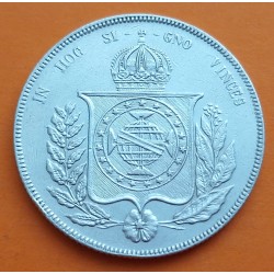 BRASIL 1000 REIS 1856 EPOCA REY PEDRO II KM.465 MONEDA DE PLATA EBC Brazil 1000 Reais silver coin BRAZIL