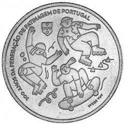 . 1 aaacoin @2/MAYO Envío@ PORTUGAL 5 EUROS 2024 FEDERACIÓN DE PATINAJE 100 Aniversario 1º MONEDA NICKEL SC