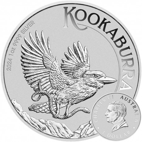 . 1 aacoin @1ª KOOKABURRA con KING CHARLES III@ AUSTRALIA 1 DOLAR 2024 KOOKABURRA Rey CARLOS III MONEDA DE PLATA ONZA