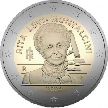 . 1 aaacoin @3/MAYO Envío@ ITALIA 2 EUROS 2024 RITA LEVI-MONTALCINI Premio Nobel 2ª MONEDA CONMEMORATIVA Italy