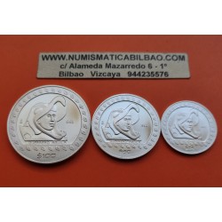 . 3 monedas x MEXICO 25 + 50 + 100 PESOS 1992 GUERRERO AGUILA PLATA PURA SC Mejico Silver 1 ONZA + 1/2 + 1/4 OZ