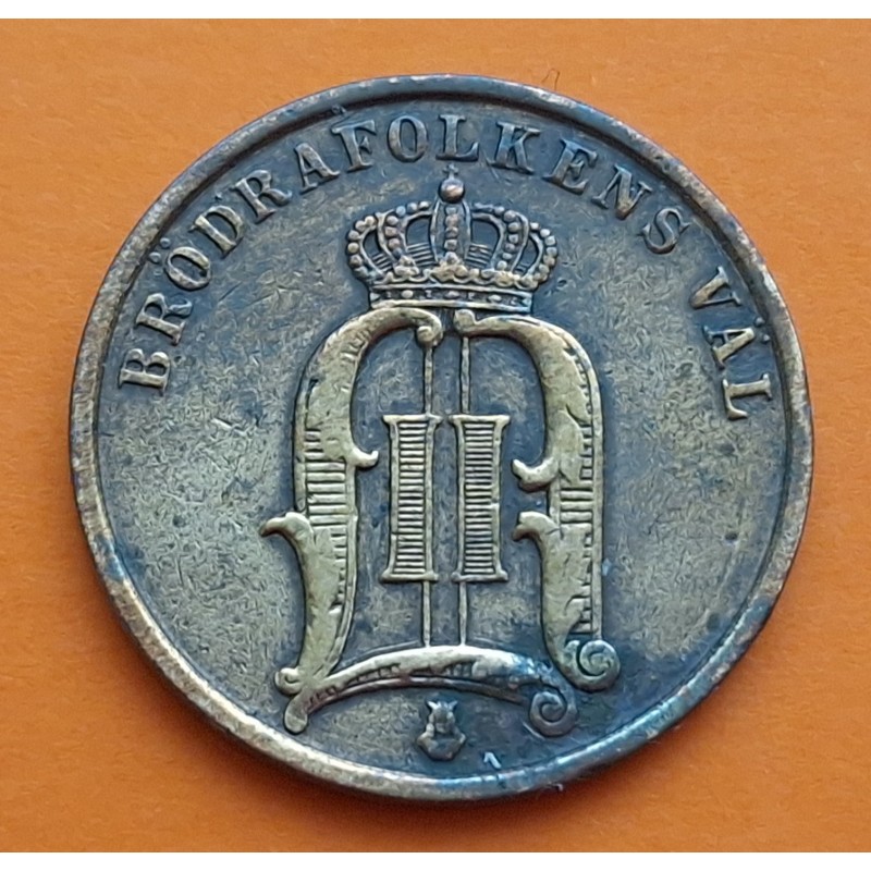 SUECIA 2 ORE 1932 VALOR y CORONAS del Rey OSKAR II KM.778 MONEDA DE BRONCE MBC- @ESCASA@ Sweden