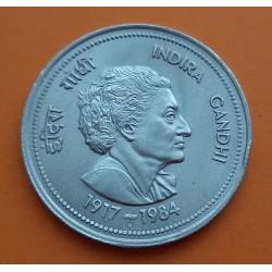 INDIA 5 RUPIAS 1984 1917 INDIRA GANDHI KM.150 MONEDA DE NICKEL EBC- 5 Rupees
