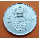 SUECIA 5 KRONOR 1971 Rey GUSTAV VI y VALOR KM.829 MONEDA DE PLATA BAJA SC- Sweden 5 Coronas