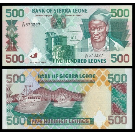 SIERRA LEONA 500 LEONES 1995 BARCOS PESQUEROS y KAI LONDO Pick 23A BILLETE SC Africa UNC BANKNOTE Sierra Leone