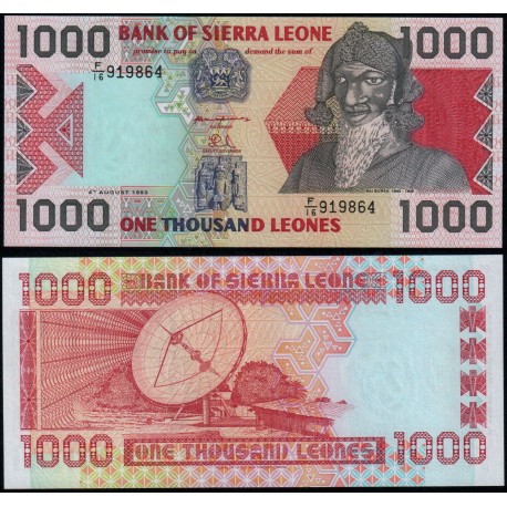 SIERRA LEONA 1000 LEONES 1993 BAI BUREH y SATELITE Pick 20A BILLETE SC Africa UNC BANKNOTE Sierra Leone