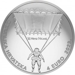 . 1 aaacoin @AGOTADA@ CROACIA 4 EUROS 2023 HOMBRE VOLADOR MONEDA DE PLATA PROOF Oz ONZA CERTIFICADO Homo Volans