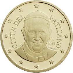 . 1 moneda x VATICANO 50 CENTIMOS 2015 BUSTO DEL PAPA FRANCISCO LATON SC 2ª AÑO DE EMISIÓN