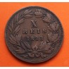 PORTUGAL 10 REIS 1883 Rey LUIS I y VALOR KM.527 MONEDA DE BRONCE MBC- LUIZ I X Reis 1883