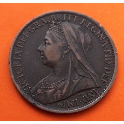 INGLATERRA 1 PENIQUE 1899 BRITANNIA VICTORIA QUEEN KM.749.2 MONEDA DE BRONCE MBC- UK 1 penny coin