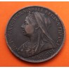 INGLATERRA 1 PENIQUE 1899 BRITANNIA VICTORIA QUEEN KM.749.2 MONEDA DE BRONCE MBC- UK 1 penny coin