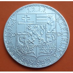 CHECOSLOVAQUIA 20 KORUN 1933 TRABAJADORES CON MARTILLO KM.17 MONEDA DE PLATA EBC Czechoslovakia silver coin 20 Coronas