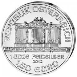 AUSTRIA 1,50 EUROS 2012 FILARMONICA MONEDA DE PLATA PURA 999 SC 1 ONZA OZ OUNCE Österreich silver Philharmonic EURO