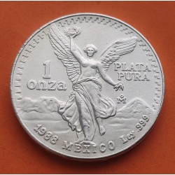 @RARA@ MEXICO 1 ONZA 1988 ANGEL LIBERTAD MONEDA DE PLATA PURA 999 SC Mejico Silver coin OZ OUNCE