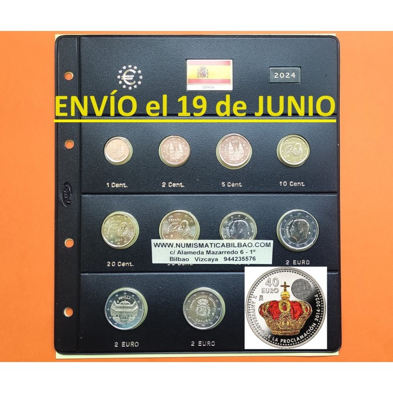 . 1 aacoin x @ENVIO YA@ HOJA PARDO PARA ESPAÑA MONEDAS EURO 2024 + 2 Euros 2024 POLICIA y SEVILLA + 40 Euros PLATA