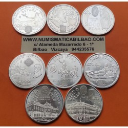 8 monedas SC + IMPERFECCIONES + CÁPSULAS España 2000 PESETAS 1994+1995+1996+1997+1998+1999+2000+2001 PLATA