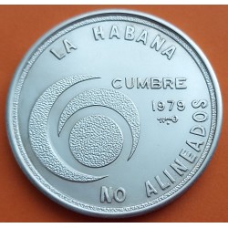 CUBA 20 PESOS 1979 CONFERENCIA DE LOS PAISES NO ALINEADOS Regimen FIDEL CASTRO KM.44 MONEDA DE PLATA SC- Caribe