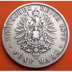 REINO DE PRUSIA Alemania 5 MARCOS 1876 A KAISER WILHELM II KM.503 MONEDA DE PLATA MBC Germany silver 5 Marks