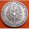 REINO DE PRUSIA Alemania 5 MARCOS 1876 A KAISER WILHELM II KM.503 MONEDA DE PLATA MBC Germany silver 5 Marks