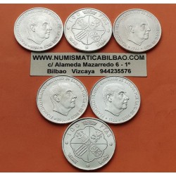 6 monedas SC + IMPERFECCIONES x España 100 PESETAS 1966 * 19 67 FRANCISCO FRANCO PLATA DE CARTUCHO FNMT