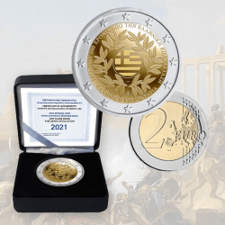 .@PROOF - ESTUCHE@ GRECIA 2 EUROS 2021 REVOLUCION GRIEGA 200 ANIVERSARIO 1ª MONEDA CONMEMORATIVA Greece