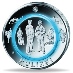. 1 aaacoin @PLÁSTICO AZÚL@ ALEMANIA 10 EUROS 2024 LA POLICÍA Serie Ciudadanía MONEDA BIMETALICA NICKEL SC Polizei