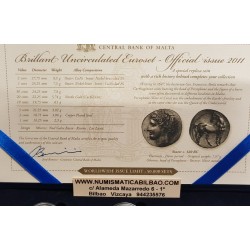 MALTA CARTERA OFICIAL EUROS 2011 SC 1+2+5+10+20+50 Centimos + 1 EURO + 2 EUROS 2011 + 2 EUROS 2011 VOTOS KMS BU SET