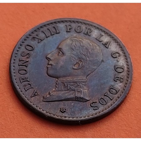 ESPAÑA Rey ALFONSO XIII 1 CENTIMO 1912 * 2 PCV REY y ESCUDO KM.731 MONEDA DE BRONCE EBC Spain R/3