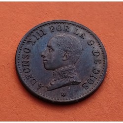 ESPAÑA Rey ALFONSO XIII 1 CENTIMO 1912 * 2 PCV REY y ESCUDO KM.731 MONEDA DE BRONCE EBC Spain R/3