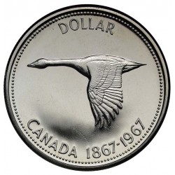 CANADA 1 DOLAR 1967 1867 GANSO Reina ISABEL II CENTENARIO DE LA FEDERACION 1867 KM.70 PLATA SC silver