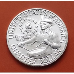 ESTADOS UNIDOS 1/4 DOLAR 1976 S WASHINGTON BICENTENARIO 1776 KM.204A MONEDA DE PLATA SC USA silver Quarter R1