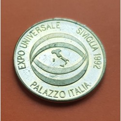 @BAÑO DE ORO@ ITALIA 1992 MEDALLA de la ORO EXPOSICION UNIVERSAL DE SEVILLA EXPO UNIVERSALE 92 PALAZZO