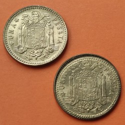 @MAGNÍFICO ERROR de ACUÑACION@ ESPAÑA 1 PESETA 1963 FRANCISCO FRANCO ESTADO ESPAÑOL MONEDA DE LATON LUJO
