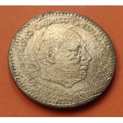 @MAGNÍFICO ERROR de ACUÑACION@ ESPAÑA 1 PESETA 1963 FRANCISCO FRANCO ESTADO ESPAÑOL MONEDA DE LATON LUJO