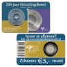 HOLANDA 5 EUROS 2006 REINA BEATRIZ y ANTIGUO 1 FLORIN 1806 MONEDA DE PLATA SC PLATA en COINCARD The Netherlands 0,37 ONZAS