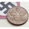 SUECIA 2 ORE 1941 CORONAS del REY GUSTAV V KM.778 MONEDA DE BRONCE Sweden OCUPACION NAZI III REICH WWII