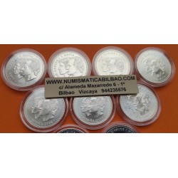 . 10 monedas 5,35 ONZAS PLATA PURA x ESPAÑA 12 EUROS 2002+2003+ 2004 x2 +2005+2006+2007+2008+2009+2010 SC