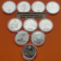 . 10 monedas 5,35 ONZAS PLATA PURA x ESPAÑA 12 EUROS 2002+2003+ 2004 x2 +2005+2006+2007+2008+2009+2010 SC