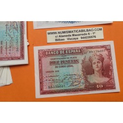 . 1 Billete SC con IMPERFECCIONES x ESPAÑA 10 PESETAS 1935 DAMA Serie A Pick 86 II REPUBLICA ESPAÑOLA L/5